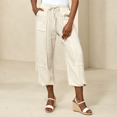 Soft Fringe Linen Pant in Linen-XL