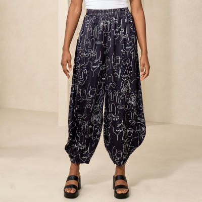 Many Faces Harem Pant in Black & White-XXL