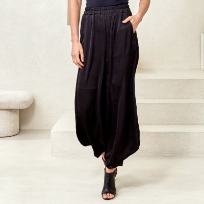 Plain Harem Pant in Black-S