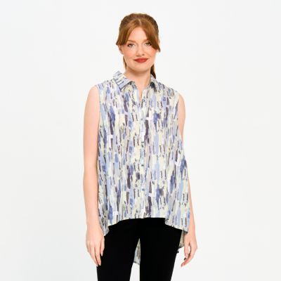 Button Back Tunic Top in Denim-XL
