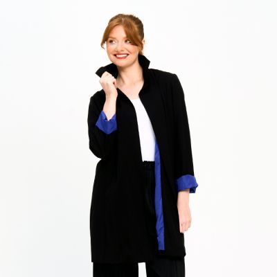 Contrast Lined Jacket with Wired Collar in Black-XXL