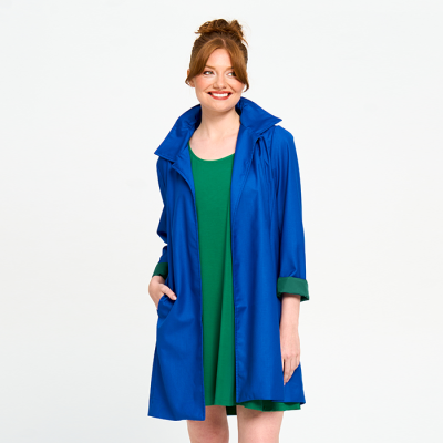 Contrast Lined Jacket with Wired Collar in Royal