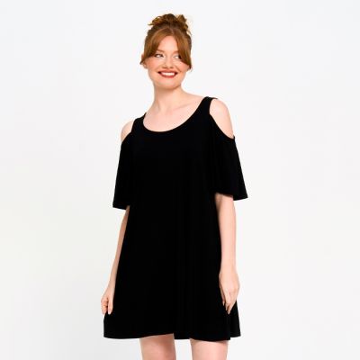 Cut Shoulder Dress in Black