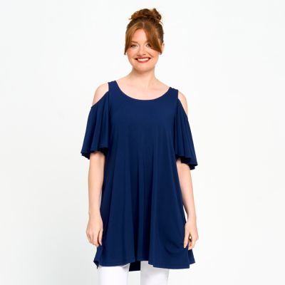 Cut Shoulder Dress in Navy-XL