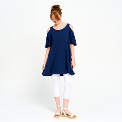 Cut Shoulder Dress in Navy