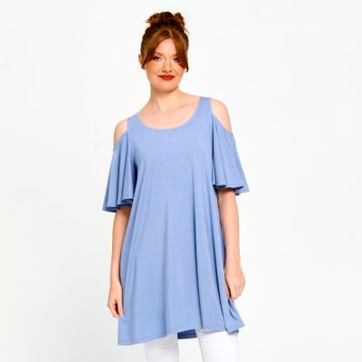 Cut Shoulder Dress in Sky