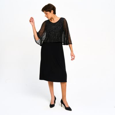 Chiffon Poncho Dress in Silver-XXL
