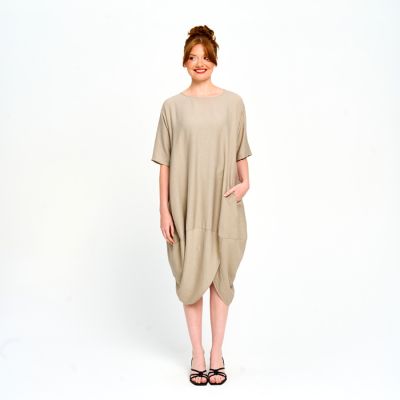 Tulip Hem Dress in Khaki