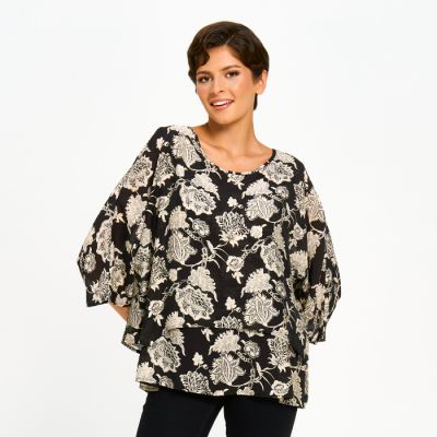 Double Layered Printed Top in Floral-XXL