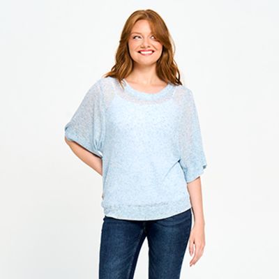 Button Back Detail Light Topper in Sky