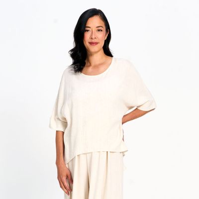 Linen Blend Blouse Top in Linen-L