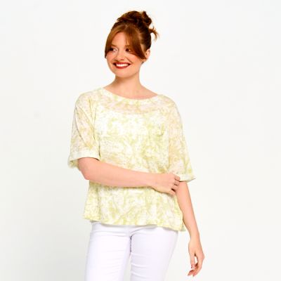 Short Sleeve Printed Top in Green-XXL