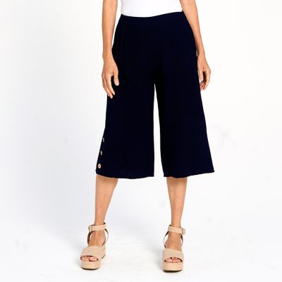 Linen Cotton Blend Cropped Pant with Pockets in Ink-L