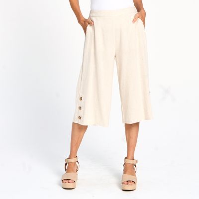 Linen Cotton Blend Cropped Pant with Pockets in Linen-L