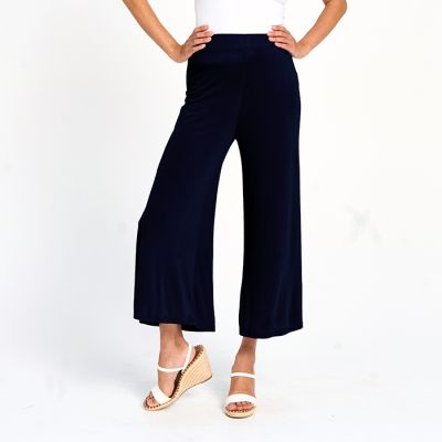 Jersette Wide-Leg Capri in Navy