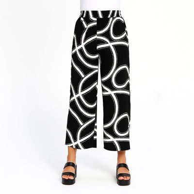 Swirl Print Cropped Pant in Black-L