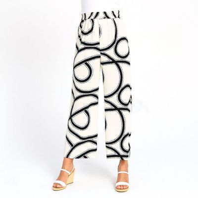 Swirl Print Cropped Pant in Ivory-M