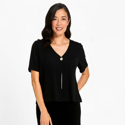 Jersette Single-Button Cardigan in Black-L