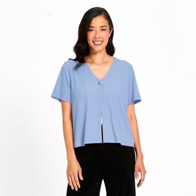 Jersette Single-Button Cardigan in Sky-L