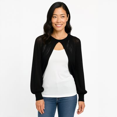 Knit Sleeve Cover Up in Black-S/M