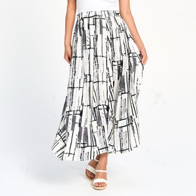 Gathers and Pleats Elastic Waist Skirt in White-L