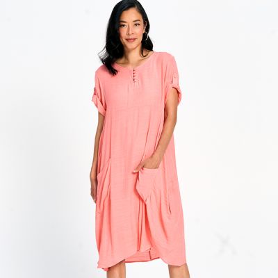 Lightweight Dress with Slip in Coral