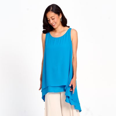 High Flow Double Layered Top in Blue-M
