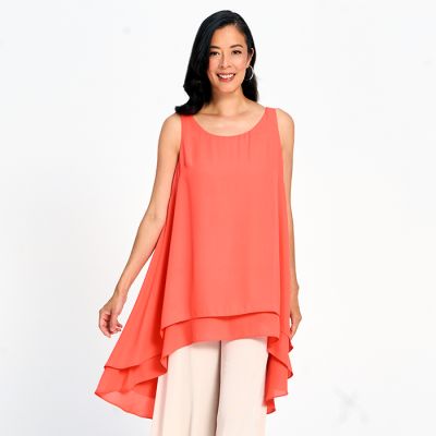 High Flow Double Layered Top in Coral-S