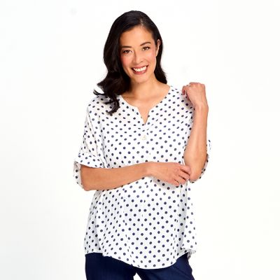Polka Dot Boxy Top in Navy