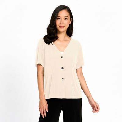 Jersette 3 Button Cardi in Sand-XXL
