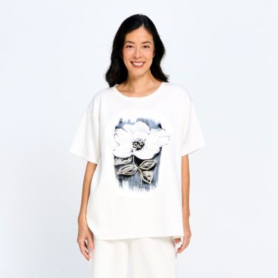 Midnight Bloom Effortless Lounge Set in White-OS
