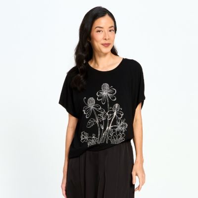 Midnight Rhinestone Garden Top-OS