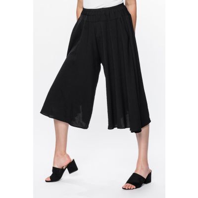 Linen-Like Culottes in Black-L/XL