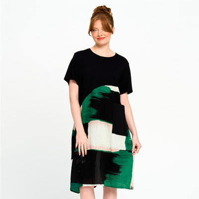 Patterned Oversize Dress in Teal