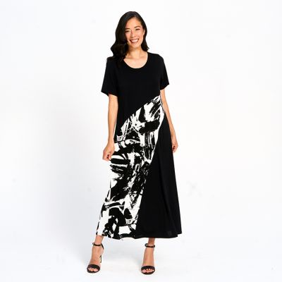 Contrast Maxi Dress in Black and White