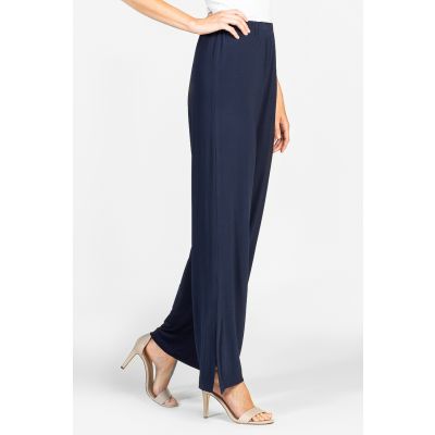 Elastic-Waist Palazzo Pant in Navy-L