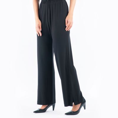 Elastic-Waist Palazzo Pant in Black