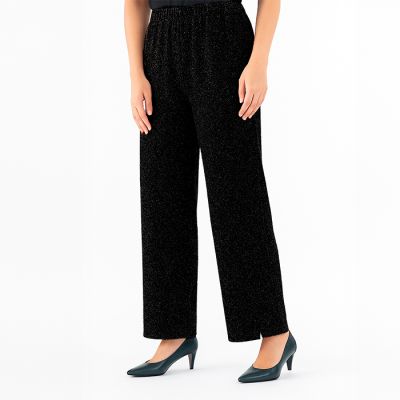 Shimmery Elastic-Waist Palazzo Pant in Silver-S