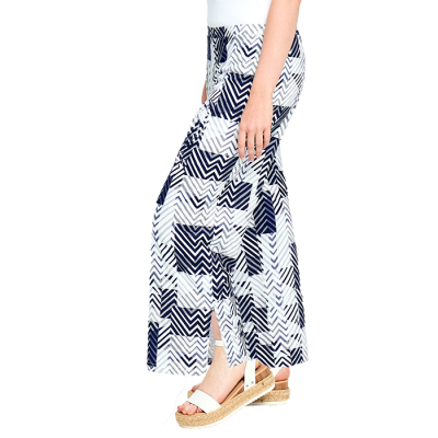 Elastic-Waist Palazzo Pant in White-XL