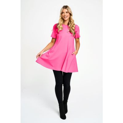 A-line Tunic with Pockets in Bubblegum-XL