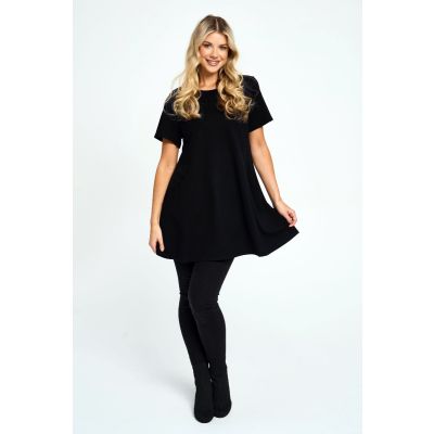 A-line Tunic with Pockets in Black-XXL