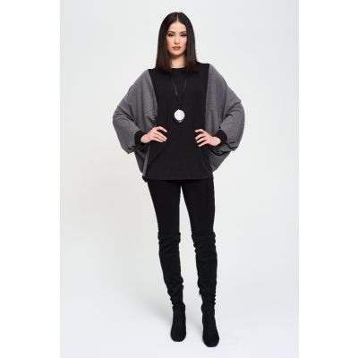Colour Block Dolman Top in Charcoal-L/XL