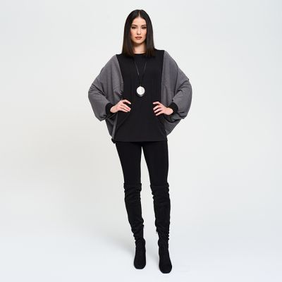 Colour Block Dolman Top in Charcoal