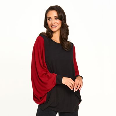 Colour Block Dolman Top in Cherry