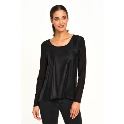 Sheer Sleeve Texture Top in Silver-L