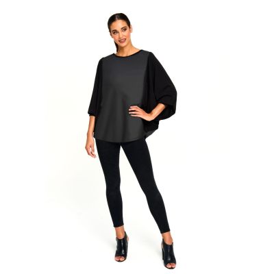 Vegan Leather Dolman Sleeve Top in Matte Black