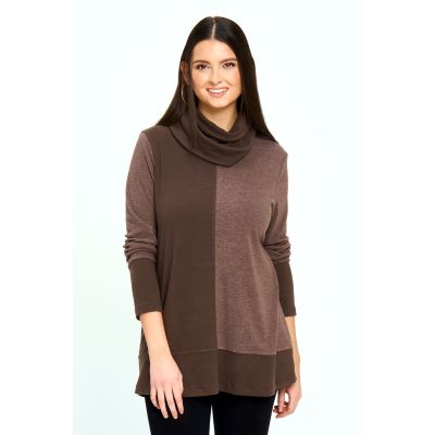 Contrast Sweater with Removable Unity Scarf in Khaki-XXL
