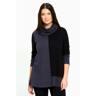 Contrast Sweater with Removable Unity Scarf in Slate-XL