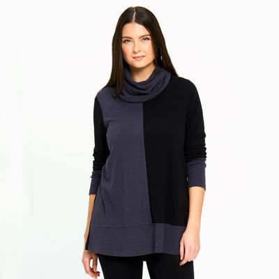 Contrast Sweater with Removable Unity Scarf in Slate