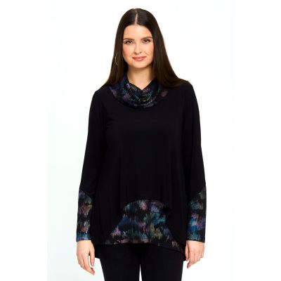 Peekaboo Print Tunic Sweater in Blue-XXL